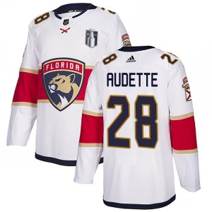 Men's Florida Panthers Donald Audette Adidas Authentic Away 2023 Stanley Cup Final Jersey - White