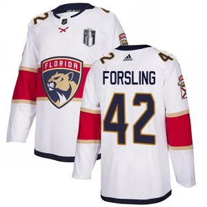 Men's Florida Panthers Gustav Forsling Adidas Authentic Away 2023 Stanley Cup Final Jersey - White