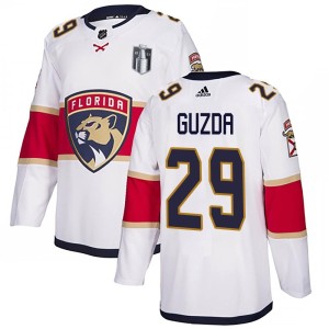 Men's Florida Panthers Mack Guzda Adidas Authentic Away 2023 Stanley Cup Final Jersey - White
