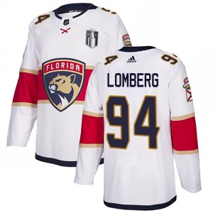 Men's Florida Panthers Ryan Lomberg Adidas Authentic Away 2023 Stanley Cup Final Jersey - White