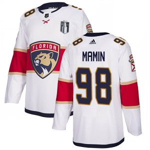 Men's Florida Panthers Maxim Mamin Adidas Authentic Away 2023 Stanley Cup Final Jersey - White