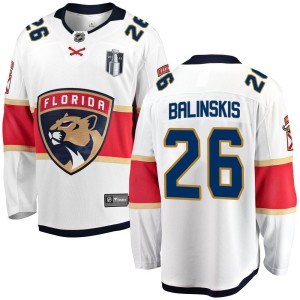 Youth Florida Panthers Uvis Balinskis Fanatics Branded Breakaway Away 2023 Stanley Cup Final Jersey - White