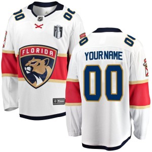 Youth Florida Panthers Custom Fanatics Branded Breakaway Away 2023 Stanley Cup Final Jersey - White