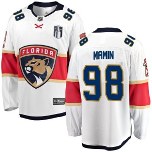 Youth Florida Panthers Maxim Mamin Fanatics Branded Breakaway Away 2023 Stanley Cup Final Jersey - White