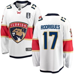 Youth Florida Panthers Evan Rodrigues Fanatics Branded Breakaway Away 2023 Stanley Cup Final Jersey - White