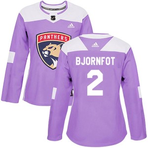 Women's Florida Panthers Tobias Bjornfot Adidas Authentic Fights Cancer Practice Jersey - Purple