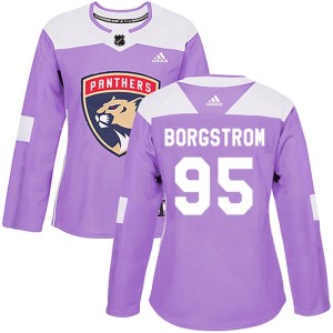 Women's Florida Panthers Henrik Borgstrom Adidas Authentic Fights Cancer Practice Jersey - Purple