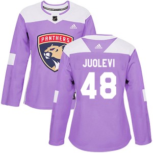 Women's Florida Panthers Olli Juolevi Adidas Authentic Fights Cancer Practice Jersey - Purple