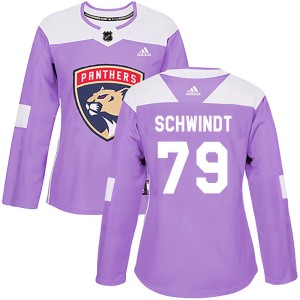 Women's Florida Panthers Cole Schwindt Adidas Authentic Fights Cancer Practice Jersey - Purple