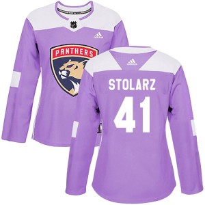 Women's Florida Panthers Anthony Stolarz Adidas Authentic Fights Cancer Practice Jersey - Purple