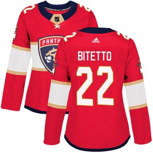 Women's Florida Panthers Anthony Bitetto Adidas Authentic Home Jersey - Red