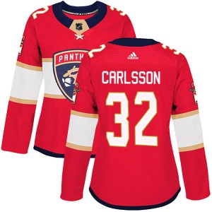 Women's Florida Panthers Lucas Carlsson Adidas Authentic Home Jersey - Red