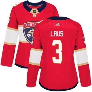 Women's Florida Panthers Paul Laus Adidas Authentic Home Jersey - Red