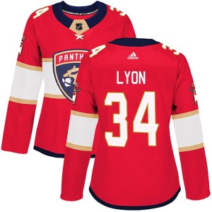 Women's Florida Panthers Alex Lyon Adidas Authentic Home Jersey - Red