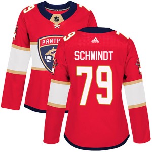 Women's Florida Panthers Cole Schwindt Adidas Authentic Home Jersey - Red