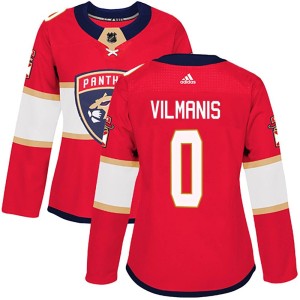 Women's Florida Panthers Sandis Vilmanis Adidas Authentic Home Jersey - Red