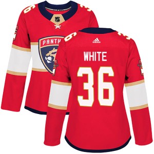 Women's Florida Panthers Colin White Adidas Authentic Red Home Jersey - White