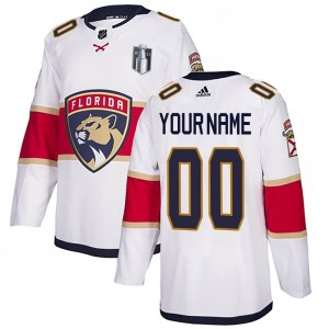 Youth Florida Panthers Custom Adidas Authentic Away 2023 Stanley Cup Final Jersey - White