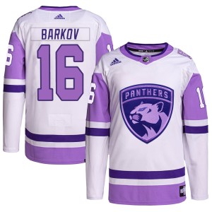 Men's Florida Panthers Aleksander Barkov Adidas Authentic Hockey Fights Cancer Primegreen Jersey - White/Purple