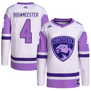 Men's Florida Panthers Jay Bouwmeester Adidas Authentic Hockey Fights Cancer Primegreen Jersey - White/Purple