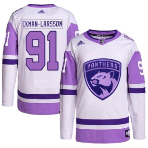 Men's Florida Panthers Oliver Ekman-Larsson Adidas Authentic Hockey Fights Cancer Primegreen Jersey - White/Purple