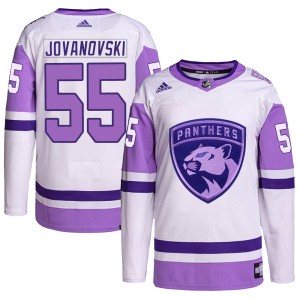 Men's Florida Panthers Ed Jovanovski Adidas Authentic Hockey Fights Cancer Primegreen Jersey - White/Purple