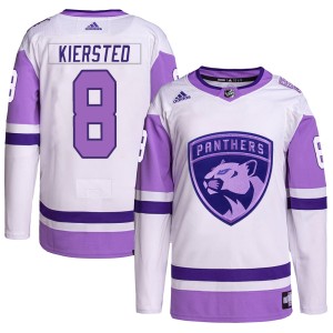 Men's Florida Panthers Matt Kiersted Adidas Authentic Hockey Fights Cancer Primegreen Jersey - White/Purple