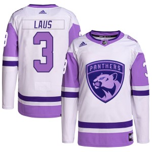 Men's Florida Panthers Paul Laus Adidas Authentic Hockey Fights Cancer Primegreen Jersey - White/Purple