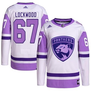 Men's Florida Panthers William Lockwood Adidas Authentic Hockey Fights Cancer Primegreen Jersey - White/Purple