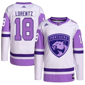 Men's Florida Panthers Steven Lorentz Adidas Authentic Hockey Fights Cancer Primegreen Jersey - White/Purple