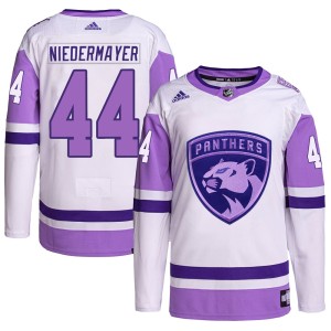 Men's Florida Panthers Rob Niedermayer Adidas Authentic Hockey Fights Cancer Primegreen Jersey - White/Purple