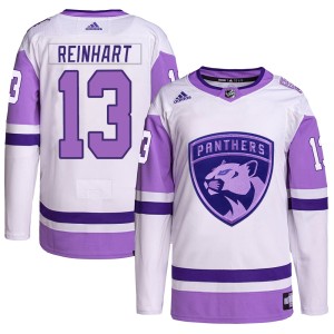 Men's Florida Panthers Sam Reinhart Adidas Authentic Hockey Fights Cancer Primegreen Jersey - White/Purple