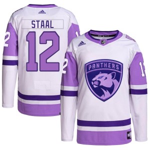 Men's Florida Panthers Eric Staal Adidas Authentic Hockey Fights Cancer Primegreen Jersey - White/Purple