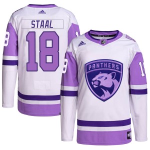 Men's Florida Panthers Marc Staal Adidas Authentic Hockey Fights Cancer Primegreen Jersey - White/Purple