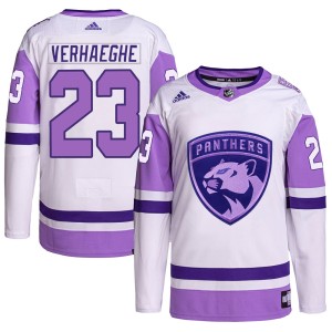Men's Florida Panthers Carter Verhaeghe Adidas Authentic Hockey Fights Cancer Primegreen Jersey - White/Purple