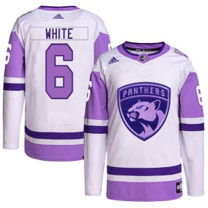 Men's Florida Panthers Colin White Adidas Authentic Hockey Fights Cancer Primegreen Jersey - White/Purple