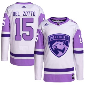Men's Florida Panthers Michael Del Zotto Adidas Authentic Hockey Fights Cancer Primegreen Jersey - White/Purple