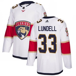 Men's Florida Panthers Anton Lundell Adidas Authentic Away Jersey - White
