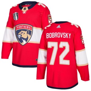 Men's Florida Panthers Sergei Bobrovsky Adidas Authentic Home 2023 Stanley Cup Final Jersey - Red