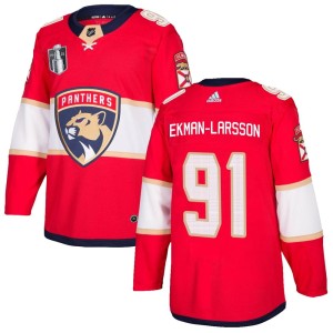 Men's Florida Panthers Oliver Ekman-Larsson Adidas Authentic Home 2023 Stanley Cup Final Jersey - Red