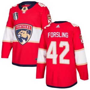 Men's Florida Panthers Gustav Forsling Adidas Authentic Home 2023 Stanley Cup Final Jersey - Red