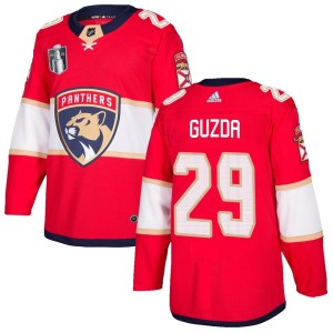 Men's Florida Panthers Mack Guzda Adidas Authentic Home 2023 Stanley Cup Final Jersey - Red