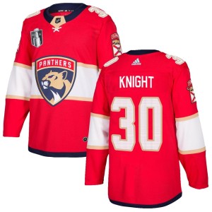 Men's Florida Panthers Spencer Knight Adidas Authentic Home 2023 Stanley Cup Final Jersey - Red