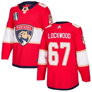 Men's Florida Panthers William Lockwood Adidas Authentic Home 2023 Stanley Cup Final Jersey - Red