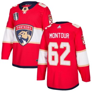 Men's Florida Panthers Brandon Montour Adidas Authentic Home 2023 Stanley Cup Final Jersey - Red