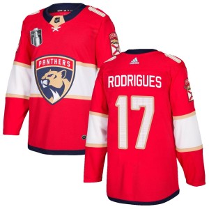Men's Florida Panthers Evan Rodrigues Adidas Authentic Home 2023 Stanley Cup Final Jersey - Red