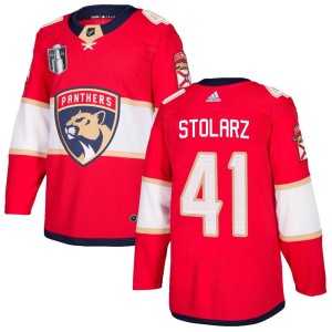 Men's Florida Panthers Anthony Stolarz Adidas Authentic Home 2023 Stanley Cup Final Jersey - Red