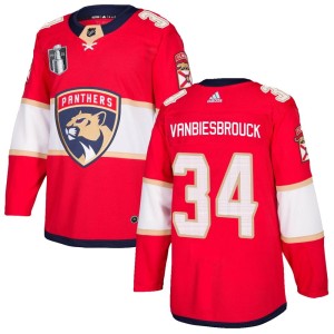 Men's Florida Panthers John Vanbiesbrouck Adidas Authentic Home 2023 Stanley Cup Final Jersey - Red