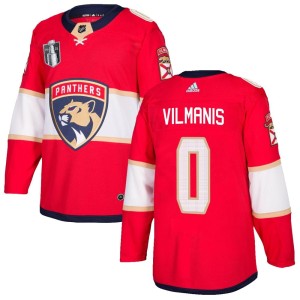 Men's Florida Panthers Sandis Vilmanis Adidas Authentic Home 2023 Stanley Cup Final Jersey - Red