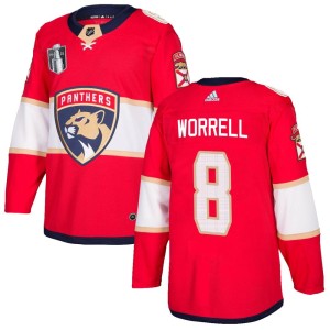 Men's Florida Panthers Peter Worrell Adidas Authentic Home 2023 Stanley Cup Final Jersey - Red